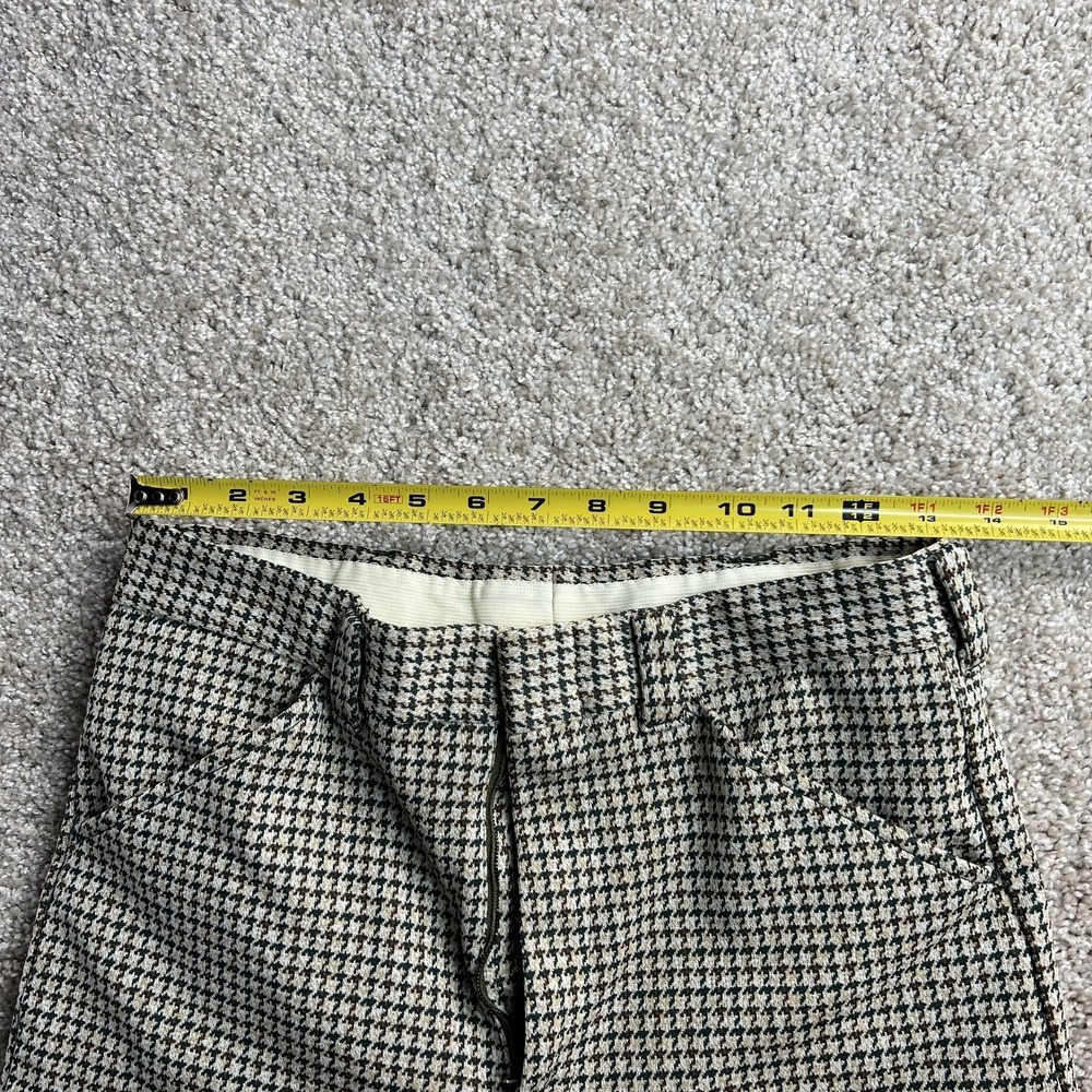 Vintage Dress Pants Womens 28 Beige Check Straight Leg Flat Front Twill Business - Picture 6 of 13